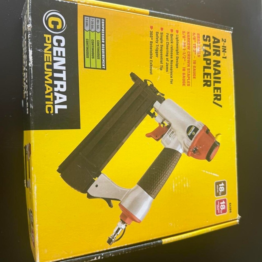 Central Pneumatic 18 Gauge 2-in-1 Air Brad Nailer and Stapler 64269